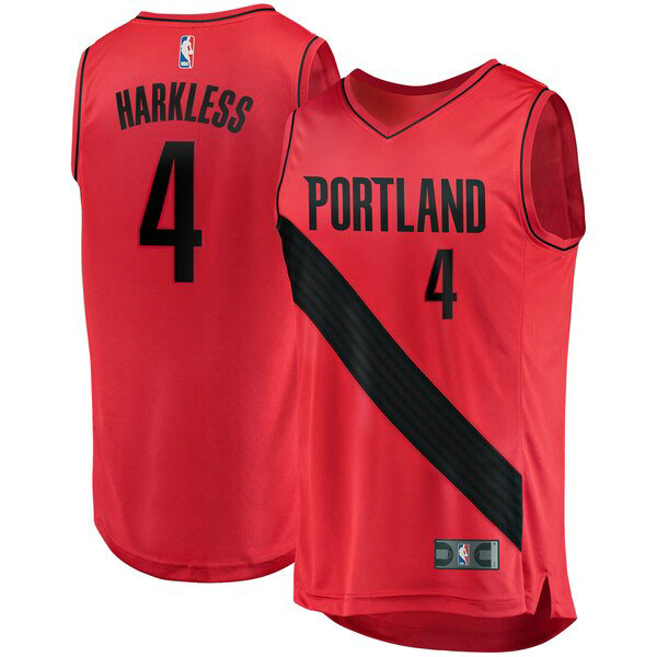 Maillot Portland Trail Blazers Homme Maurice Harkless 4 Statement Edition Rouge